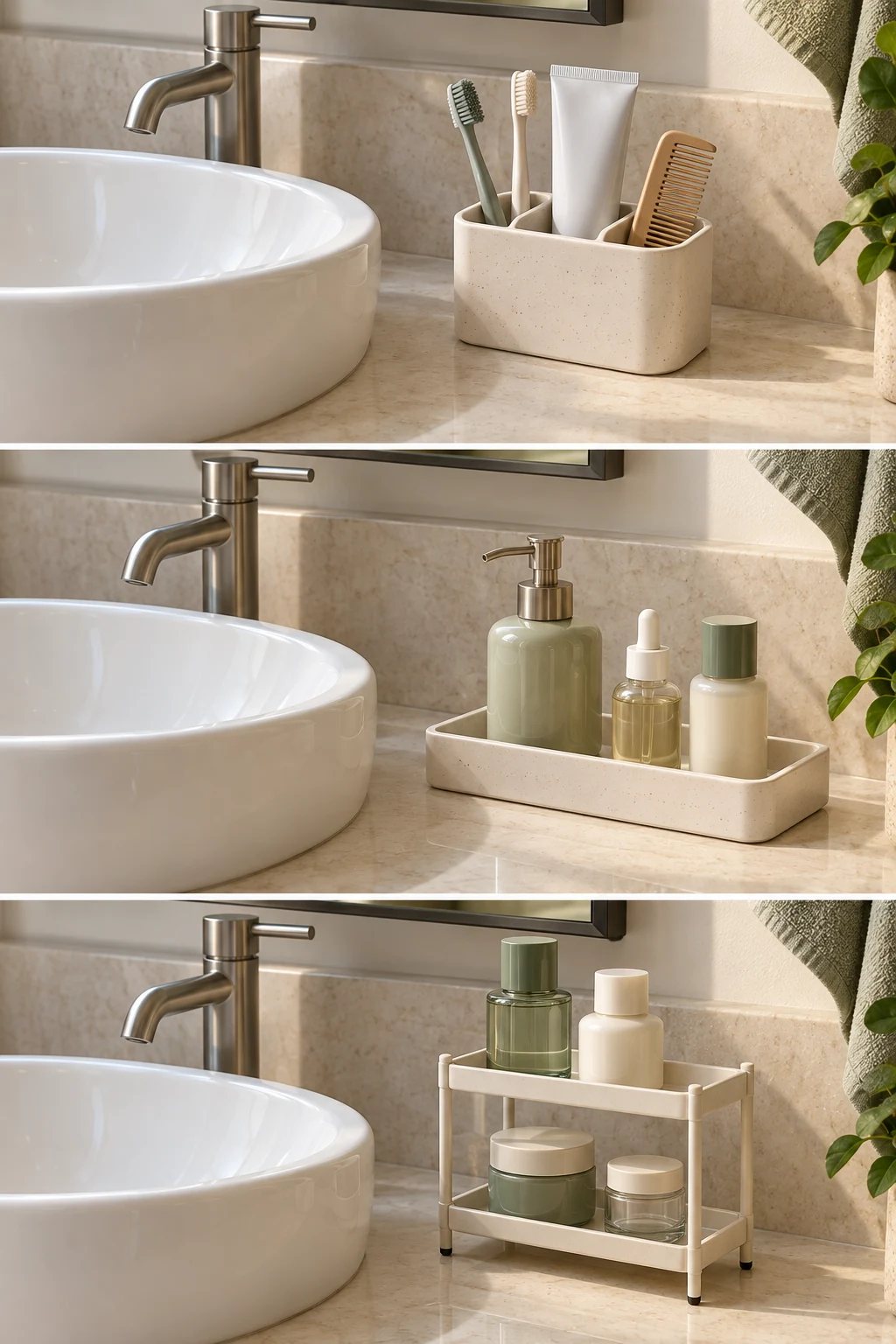 Generated bathroom counter organization inspiration